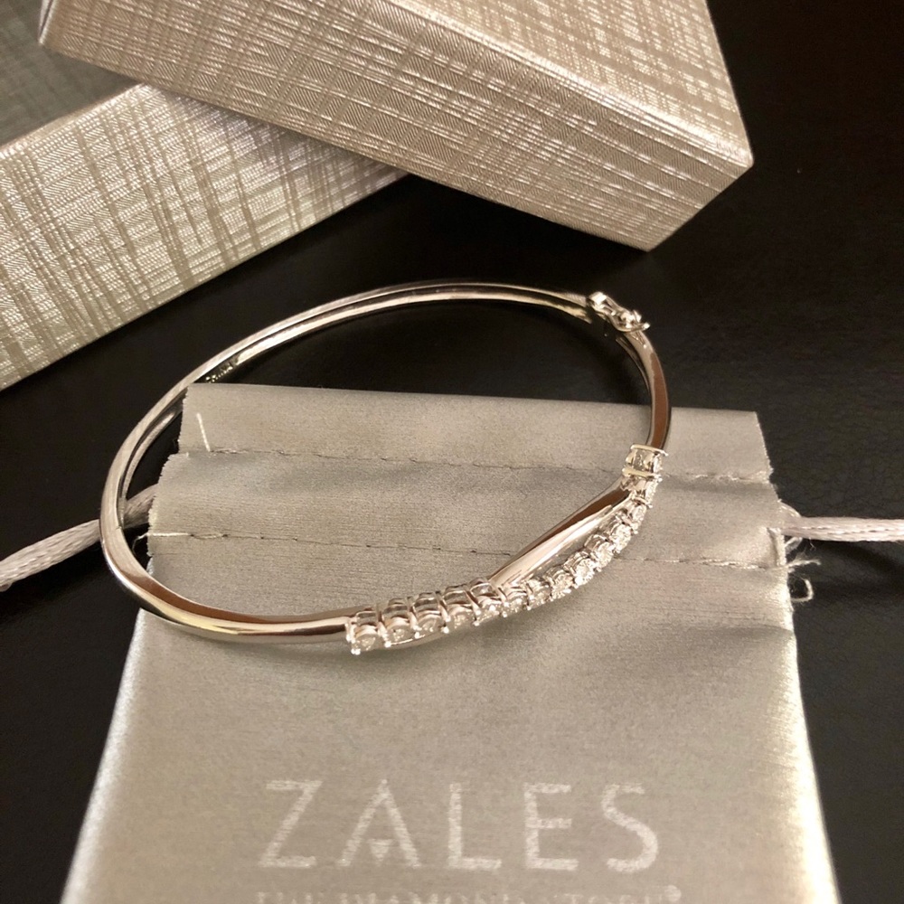 Diamond sterling silver Zales bangle bracelet